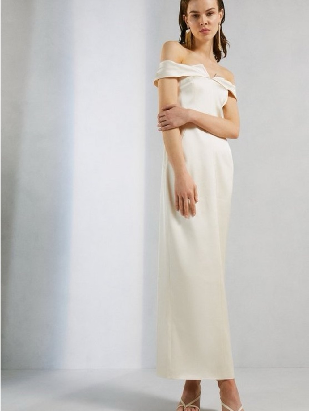 Karen Millen One-Shoulder Ivory Evening Gown